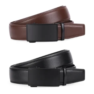SENDEFN 2 Pack Ratchet Belt for Men,Mens Leather Belt in Gift Set Box for Dress Casual,Size Adjustable Trim to Fit