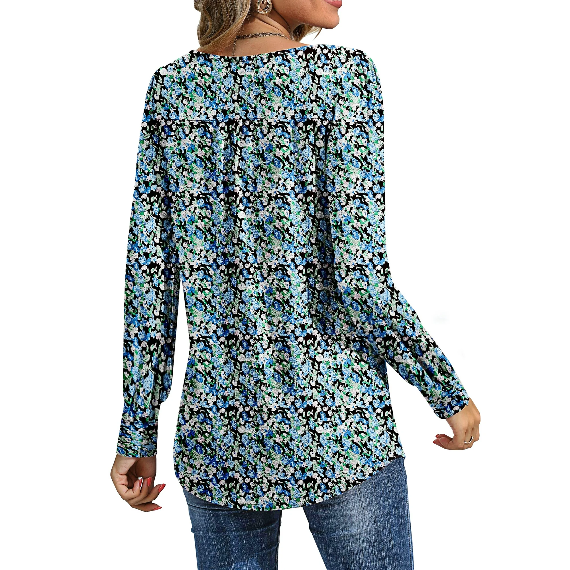 Fantaslook Pleated Blouses for Women Dressy Casual Long Sleeve Shirts Fall Tunic Tops - Image 2