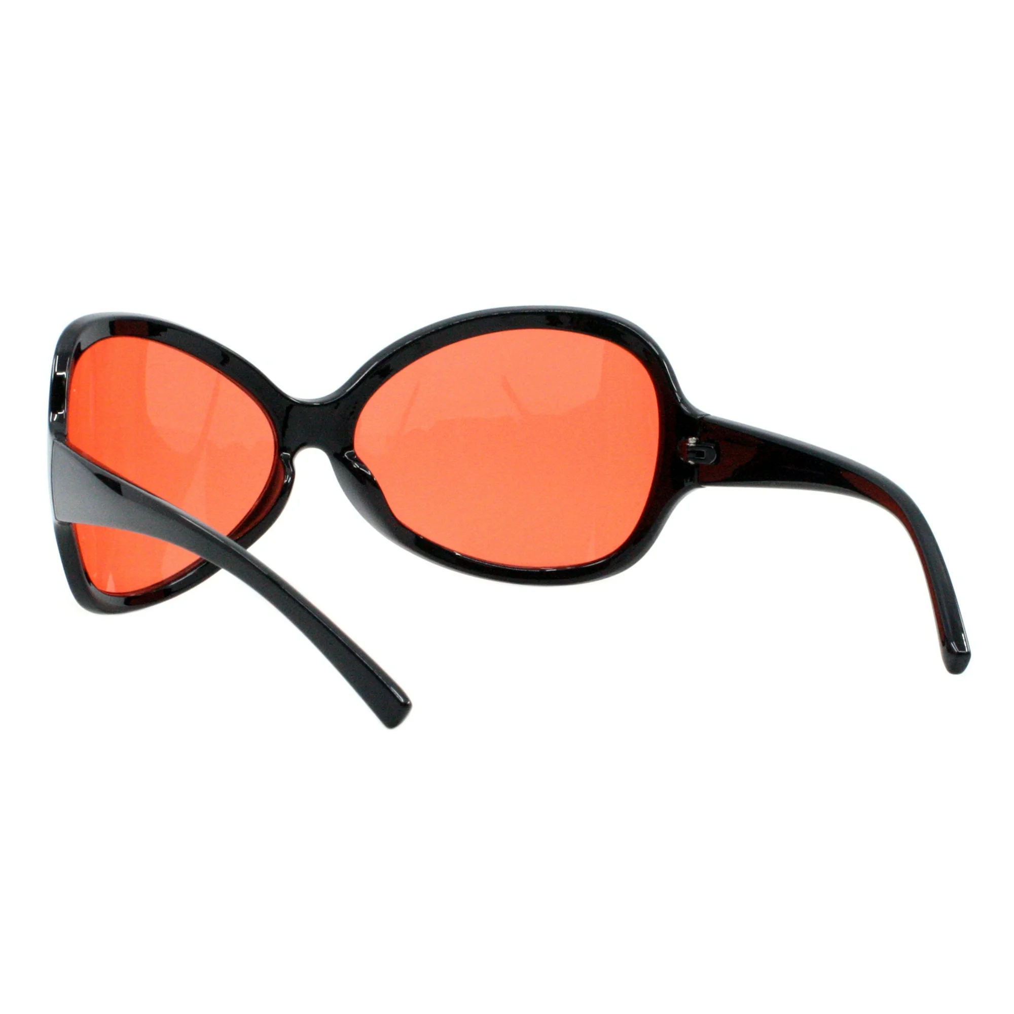 Women's Designer Sunglasses Oversized Wrap Around Butterfly Shield Black, Red - Image 3
