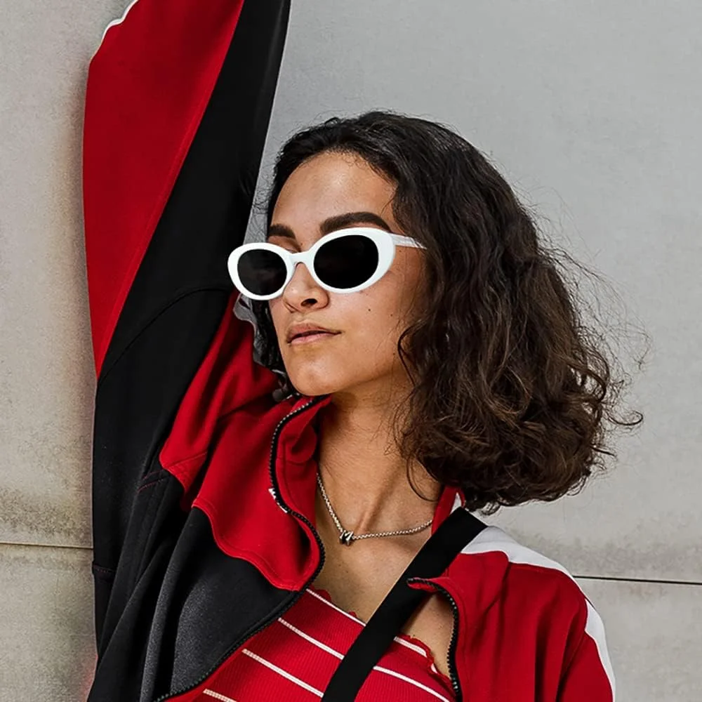 FEISEDY Sunglasses Womens, Retro Oval Cateye Sun Glasses Men, Small 90s Style B4128 - Image 2