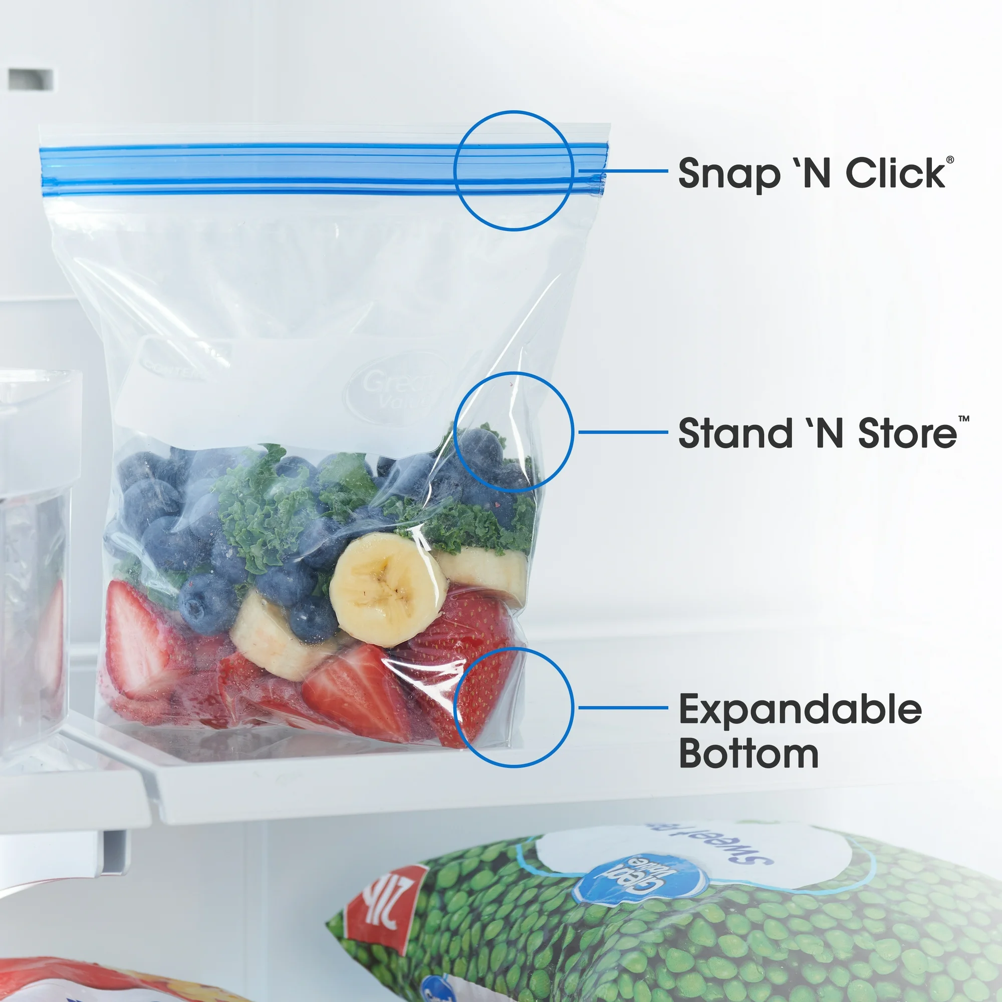 Great Value Freezer Guard Double Zipper Freezer Bags, Quart, 50 Count - Image 4