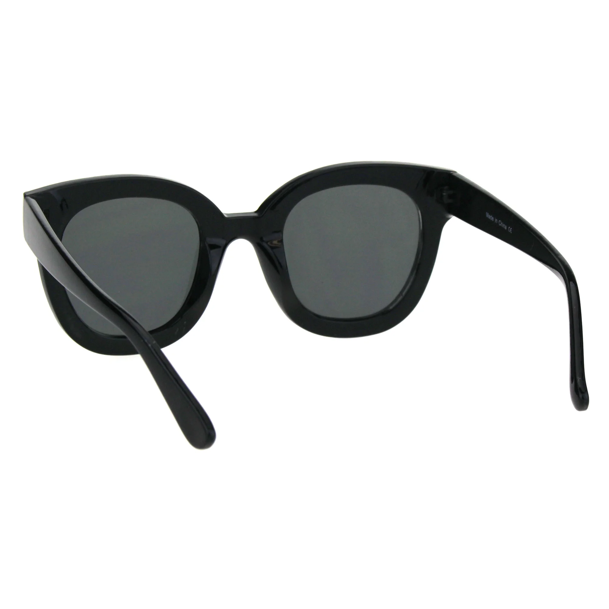 Womens Engraving Star Bling Horned Rim Plastic Fashion Sunglasses All Black - Image 3